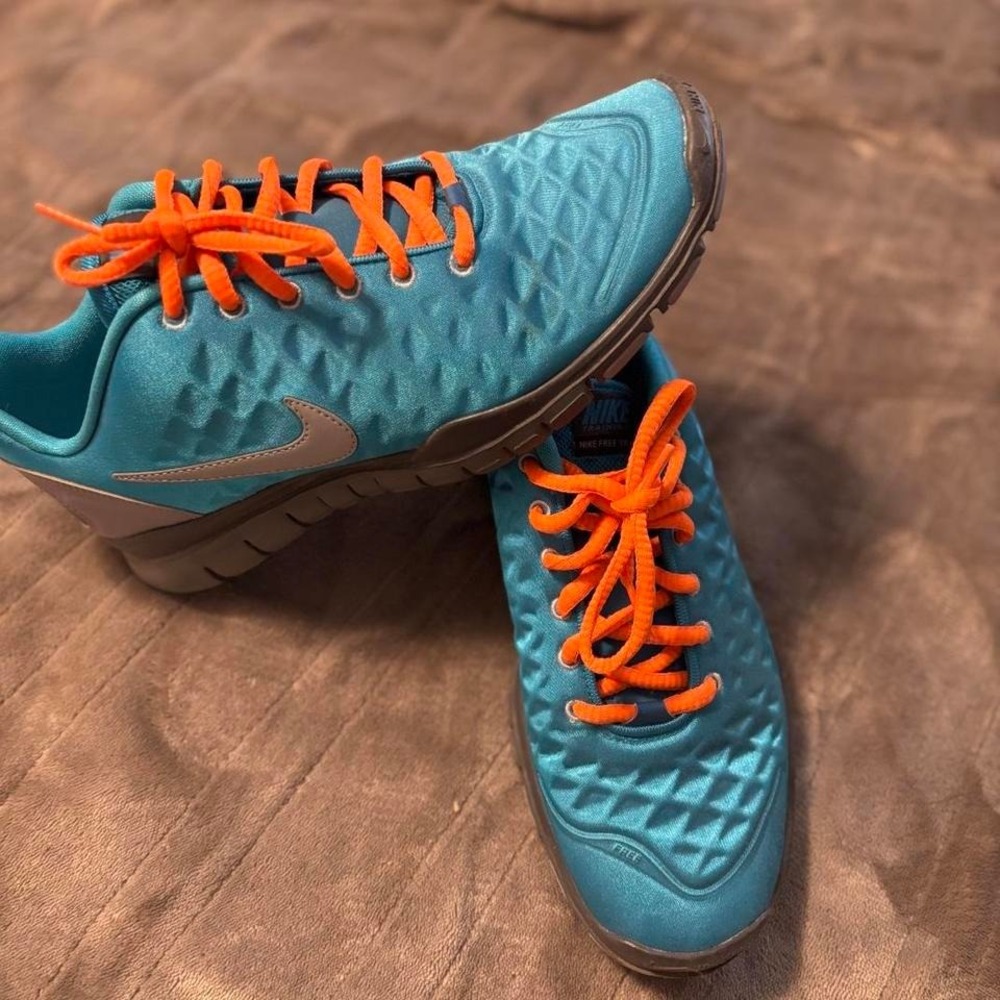 Nike Free TR Fit‎ Teal Blue Orange Training Shoes 469787-400 Womens Size 9